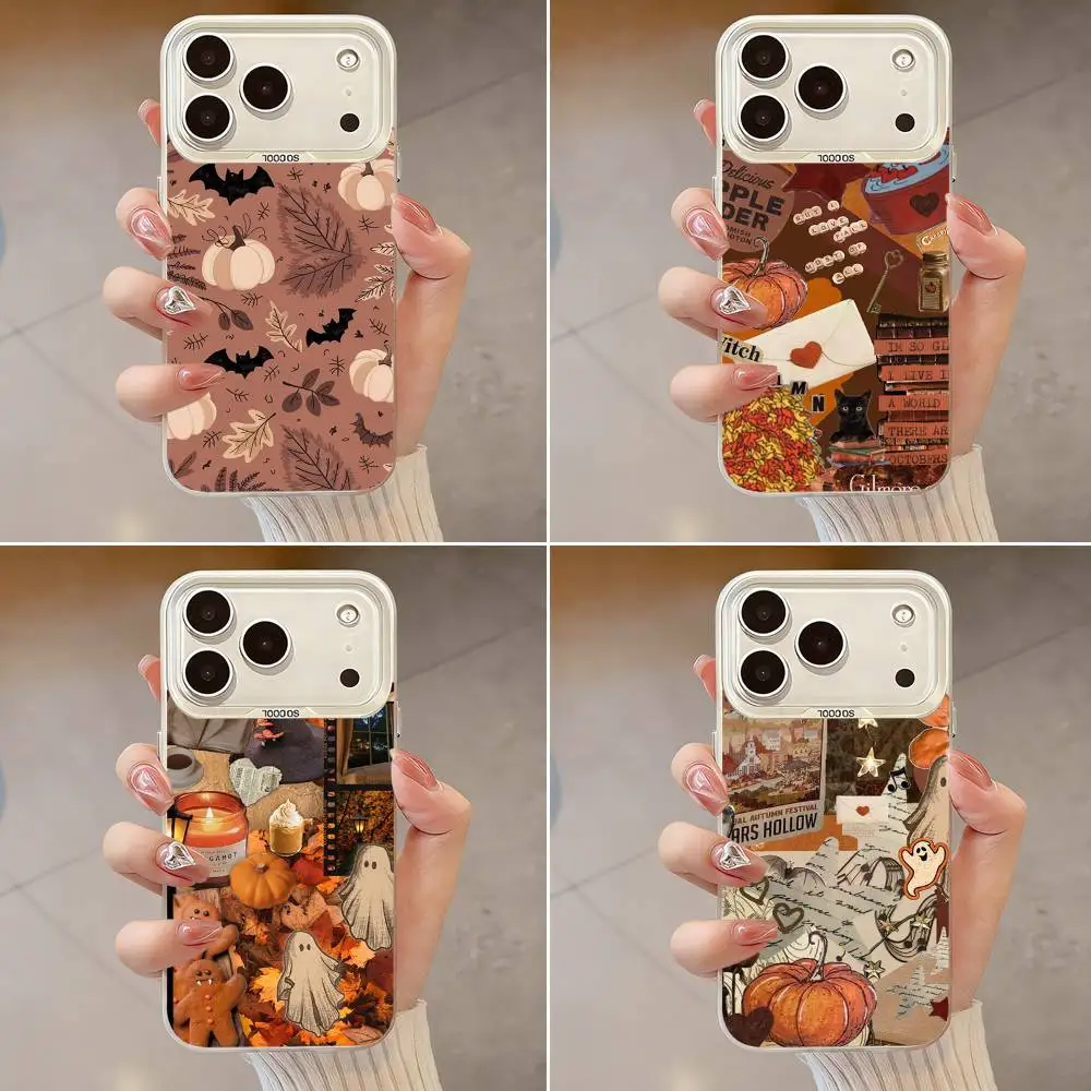 

Autumn Art Leaves Pumpkin Phone Case For iPhone 17,16,13,12,X,11,15,14,Pro,Max,Plus,SE4,Air,Mini White IMD HD Matte