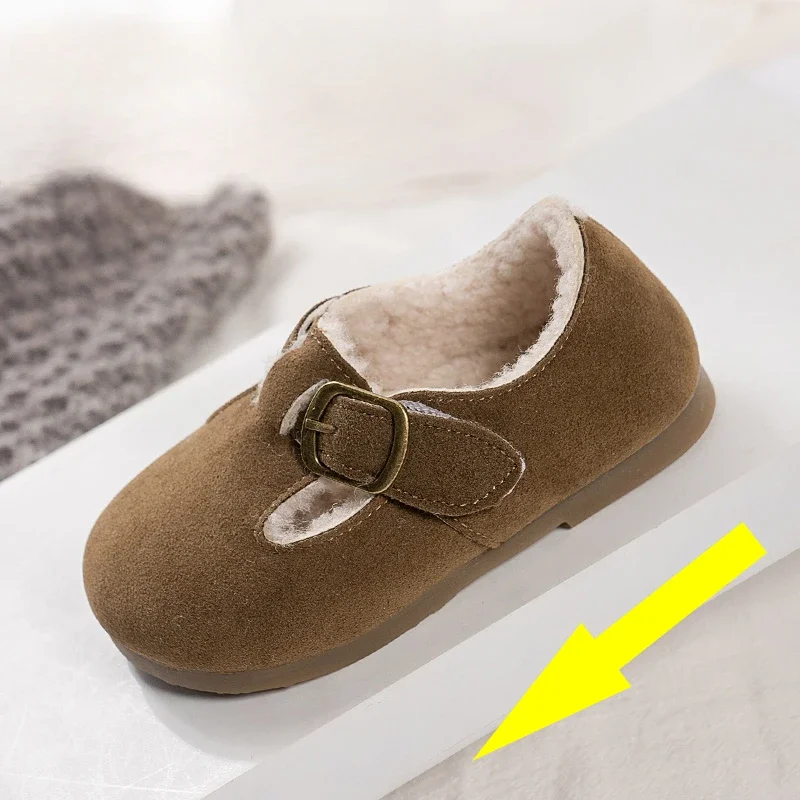 Sapatos acolchoados de algodão crianças meninas botas de camurça de pele do bebê meninos bota de casa para 2023 inverno crianças hoop & loop sapato casual plano 21-30