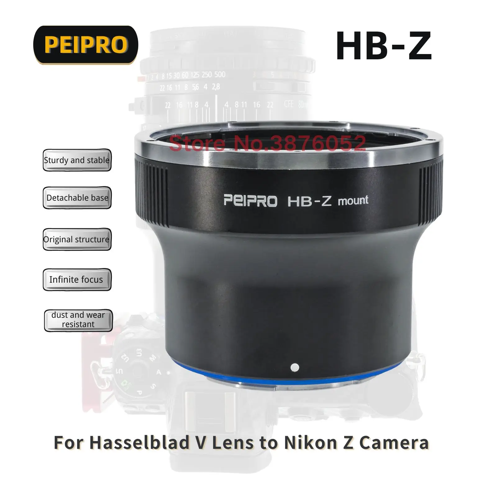 

PEIPRO HB-NZ Lens Adapter Converter Compatible with Hasselblad V Mount Lens to Nikon Z Mount Cameras Z5 Z6 Z7 Z50 Z6II Z7II