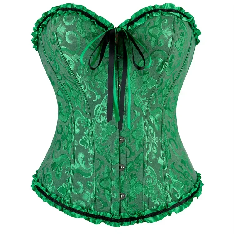 Frauen Korsett Top Jacquard Overbust Bustier Viktorianischen Sexy Lace up Floral Dessous Korset Vintage Gothic Basken Kostüm – Detail 20
