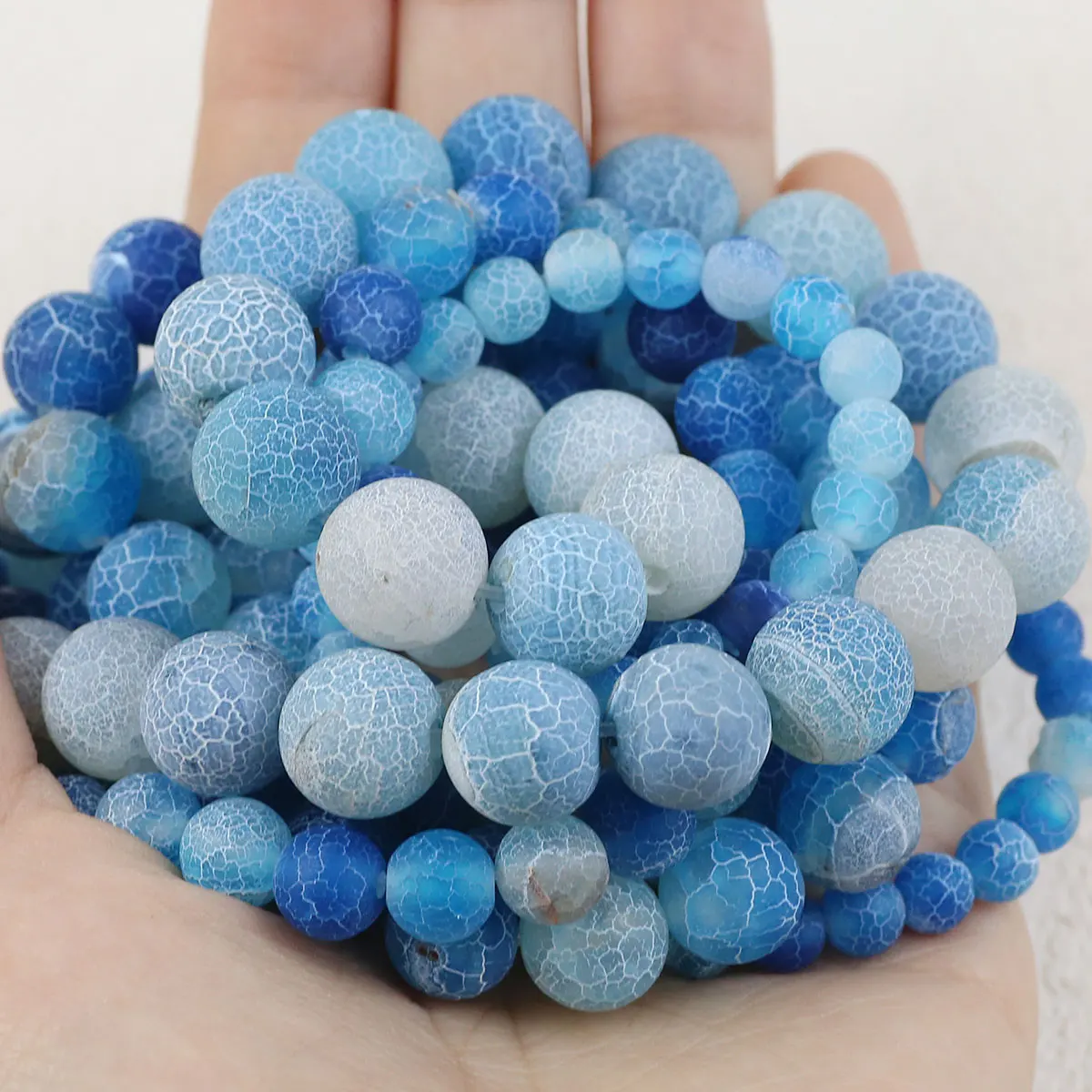 Natural Stone Blue Weathered Agate Round Spacer Loose Beads For Jewelry Making DIY Women Bracelet Necklace 6 8 10 12mm Wholesale