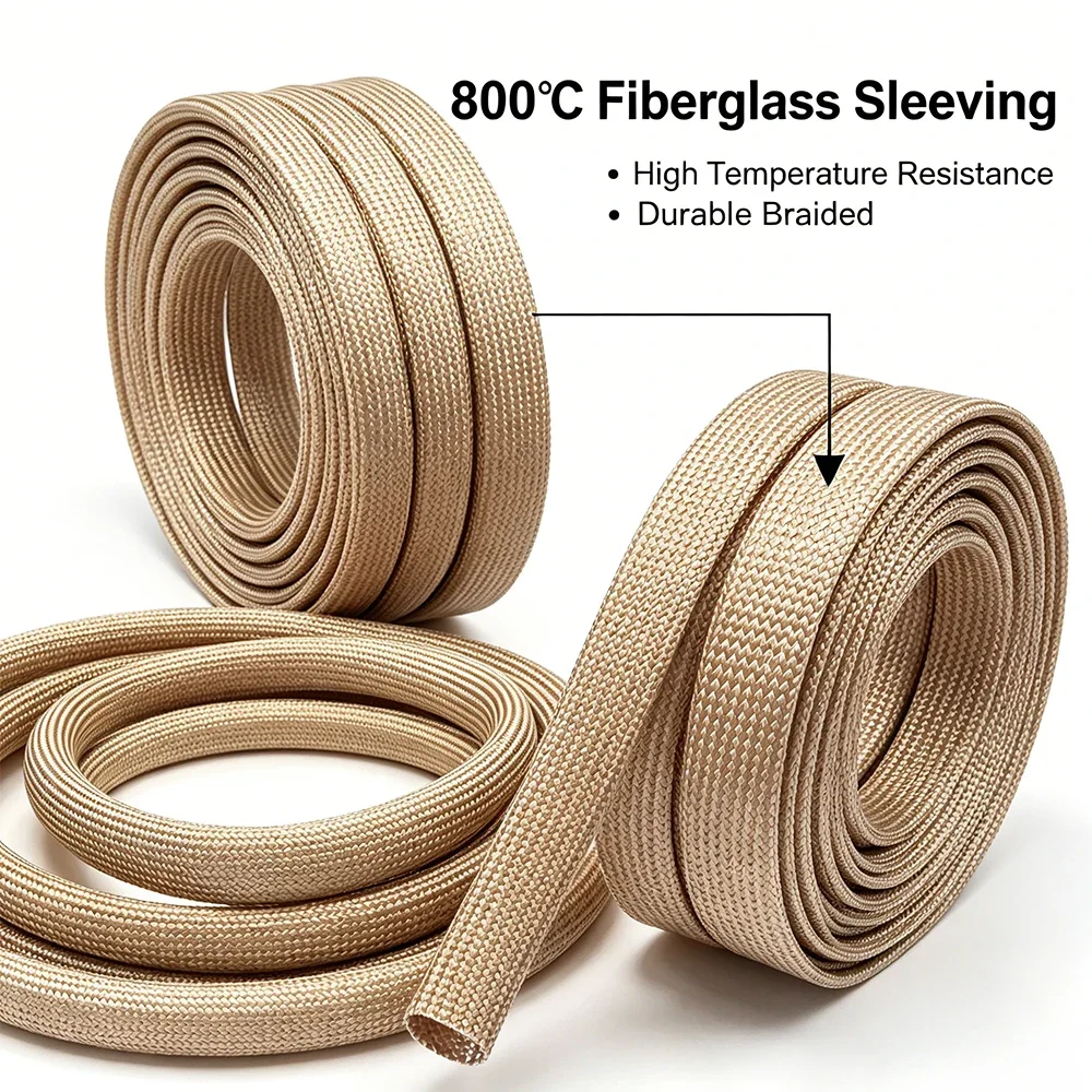 800 Deg.C Alkali Free Fiberglass Braided Tube 1~30mm Soft High Temp Chemical Resistant Insulation