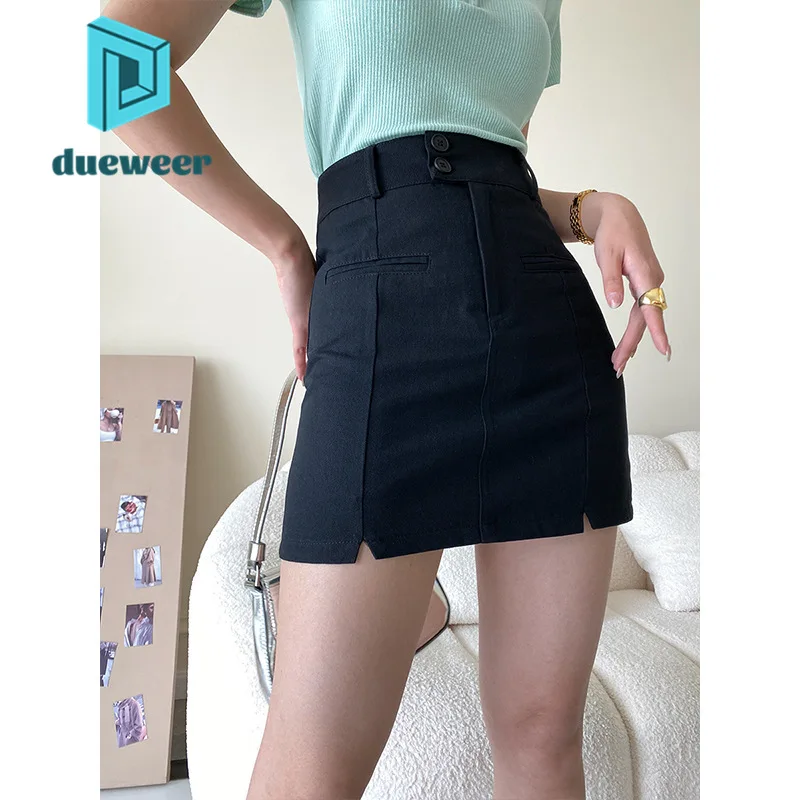 

DUEWEER High Waist Micro Split Wrap Short Skirt Women Summer Sexy Black Mini Skirts Coquette Korean Fashion Female Streetwear