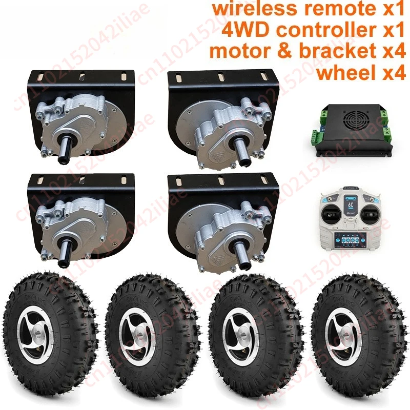 4WD 1000W Electric Four Drive kit 4.10-4 Off-road Tires 10 Inch Wheel Hub Cart 250W Motor With Wireless Remote Control