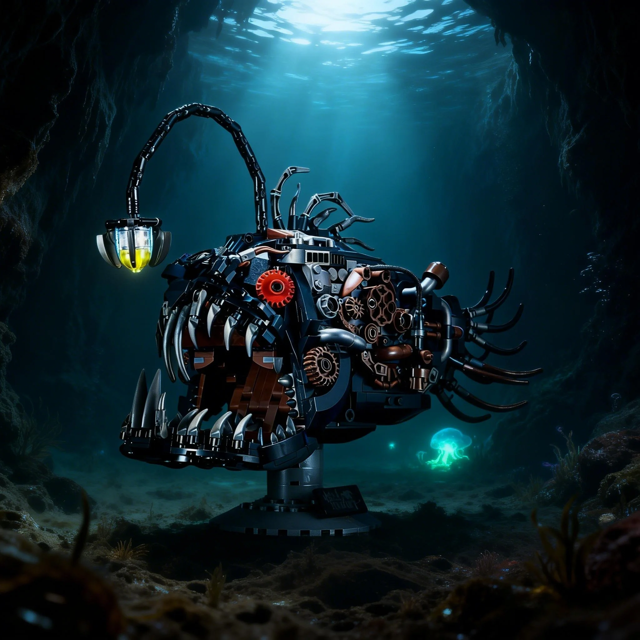 

Креативный механический фонарь-рыба: набор для сборки светового моделя морской биологии, конструктор из кирпичиков, модель животного мира, игрушка для мальчиков, подарок для детей