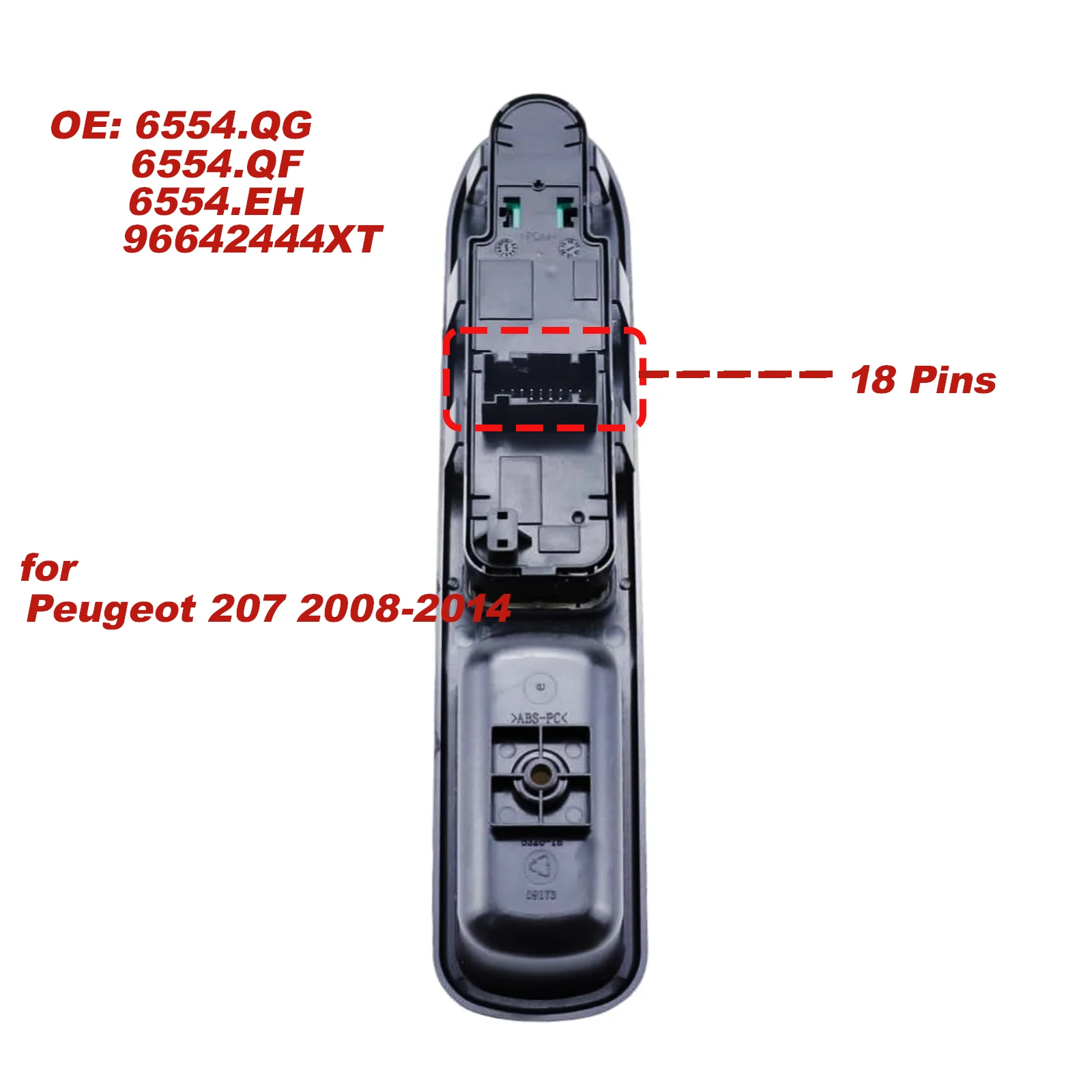 6554.QG Fensterheberschalter Fensterheberschalter für Peugeot 207 2008–2014, OE 6554.EH 6554QG 6554.QF 96642444 XT – Detail 2