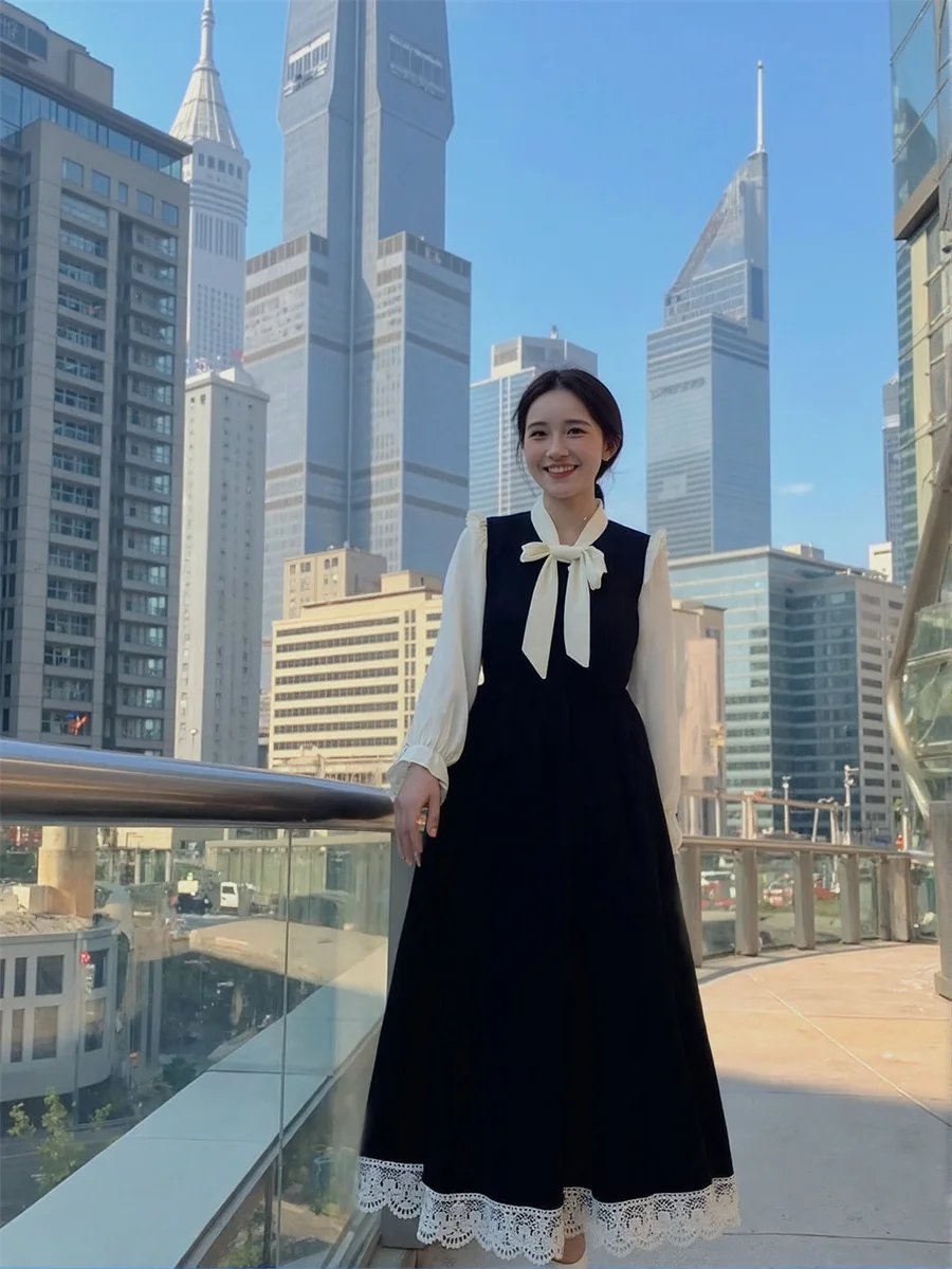 Vestido longo preto feminino até o tornozelo, vestido de noite em camadas, perspectiva, corrente, fantasia, adorável, simples, jantar, festa, temperamento, noiva