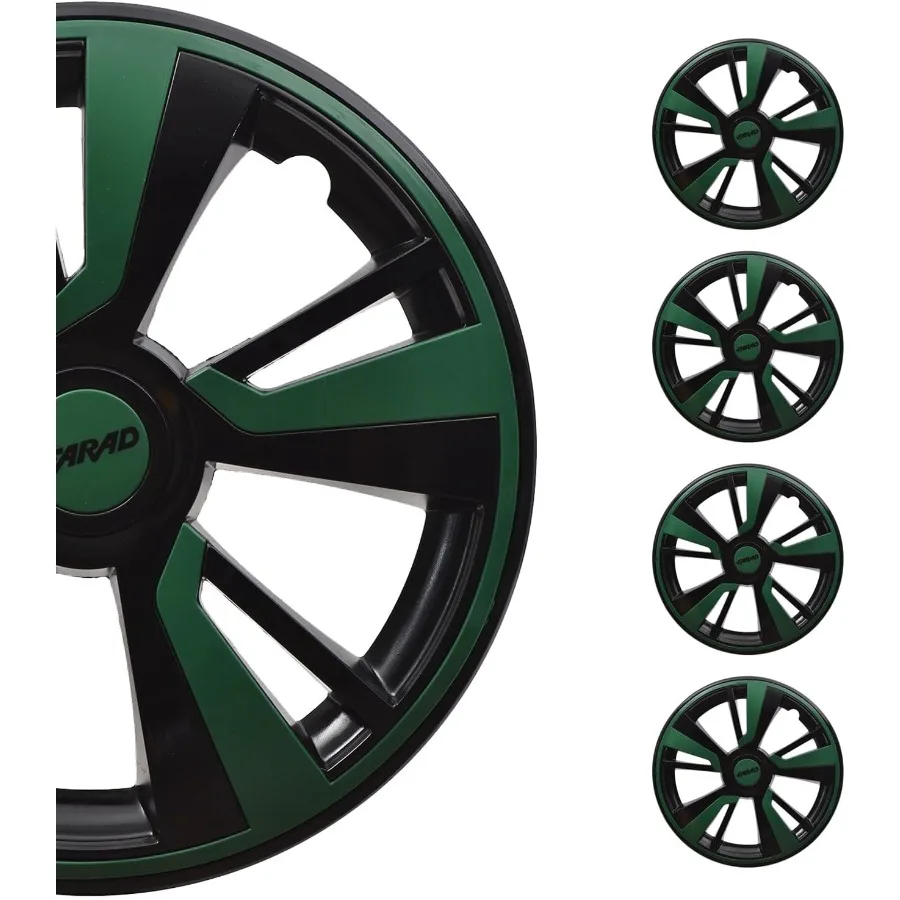 

Черные с зелеными колпаками втулки 14-дюймовый набор из 4 Tapas para Rines 14 Колпаки премиум-класса 14-дюймовые R14 Набор накладок на обод Snap On Durable C