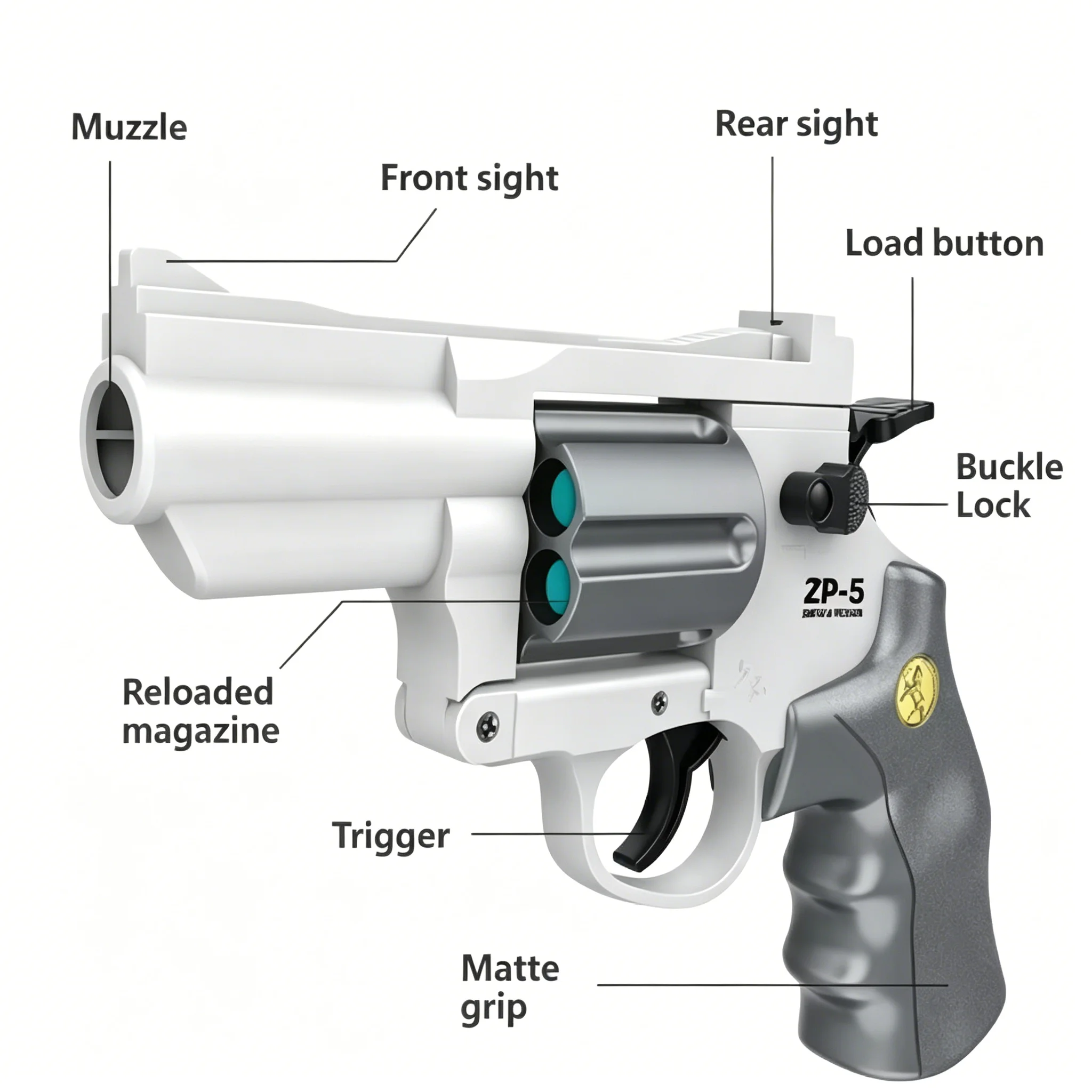 Continuous Fire Zp5 357 Revolver Launcher Toy Gun With Soft Dart Bullets For Cs Outdoor Game Fun Gifts For Kids And Adults view 3