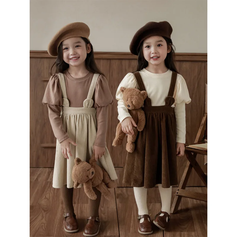 

Girls' Corduroy Straps Dress Children's 2023 Spring Autumn New Korean Casual Princess Dress