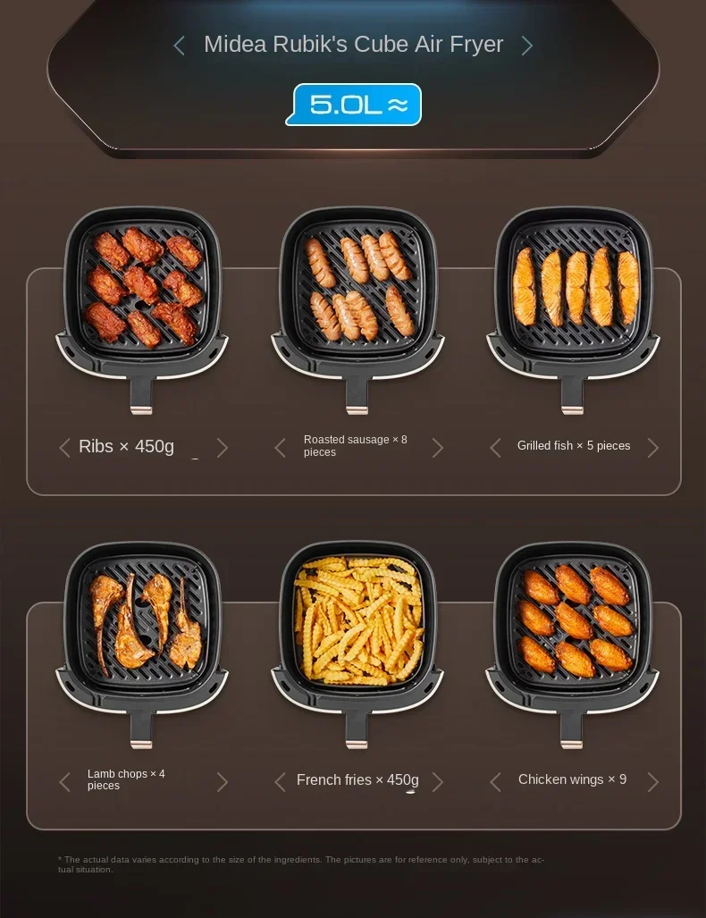 مقلاة هوائية ميديا 220 فولت مزودة بمرئية خالية من الزيت ومتعددة الوظائف وسعة كبيرة ذكية