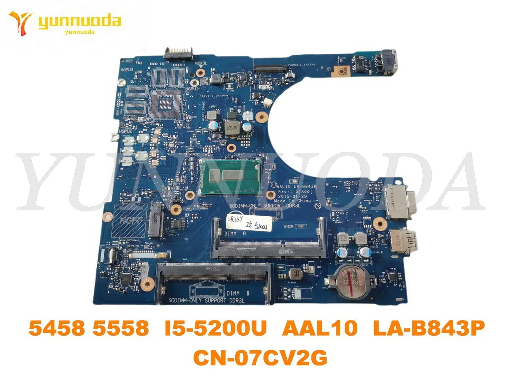 Original for Dell Inspiron 5458 5558 laptop motherboard 5458 5558  I5-5200U  AAL10  LA-B843P  CN-07CV2G tested good free shippin