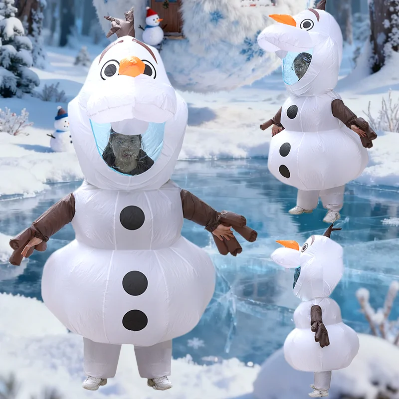 Image of Anime Schneemann Aufblasbares Kostüm für Erwachsene Cartoon Schneebaby Puppenset mit Maske Party-Performance-Kostüm Festival-Verkleidung