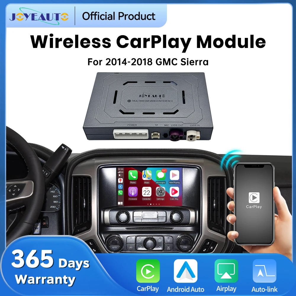 JoyeAuto Wireless CarPlay Android Auto Module for GMC Sierra 2014-2018, Retrofit Decoder with Mirror-Link & AirPlay