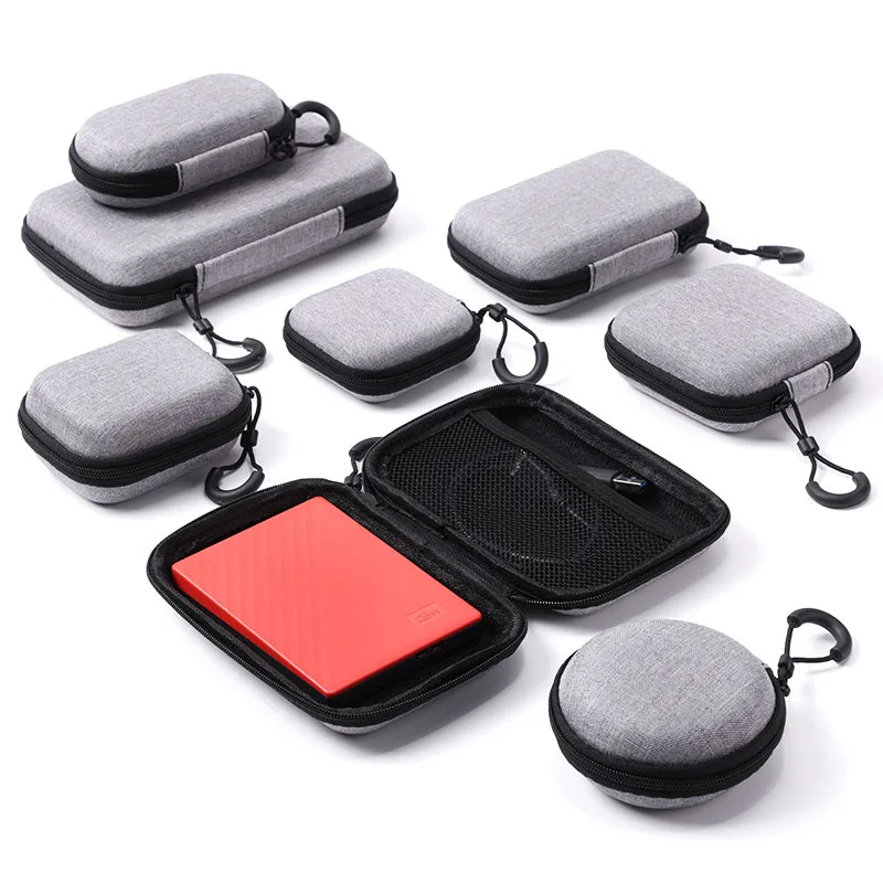 Small Earphone Storage Bags Hard Shell Data Cable Organizer Bag Mini Tech Gadgets Portable Case Charger U Disk Zipper Pouch