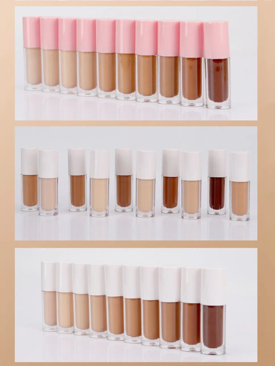 10-Farben Pink Tube Matte Liquid Concealer Private Label Veganes Gesichts-Make-up Individuelles Logo Großhandel