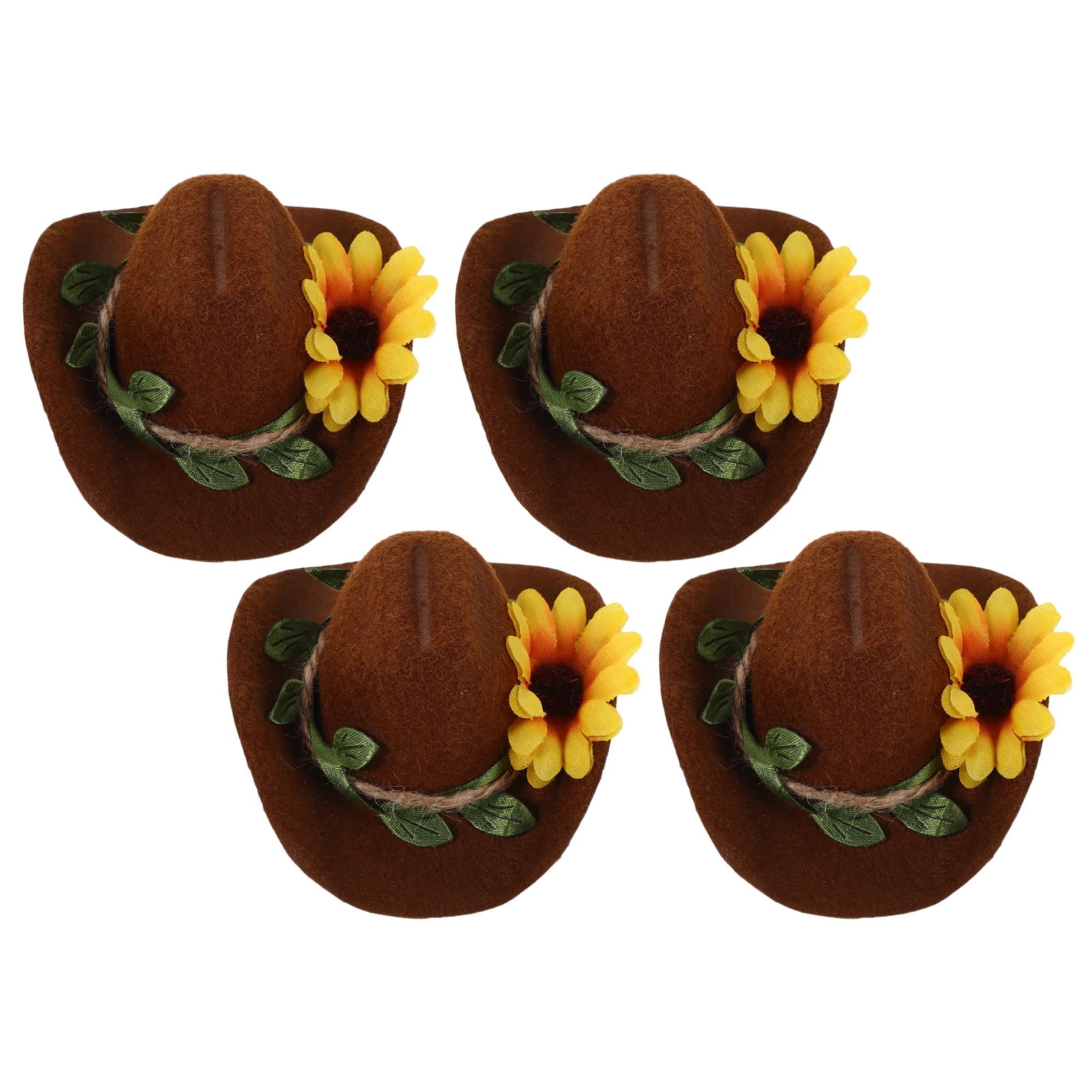 

4pcs Adjustable Flower Pet Hats For Hens Hamsters Guinea Pigs Parrots Snakes Mini Cowboy Hat Accessories Small Animal Costume