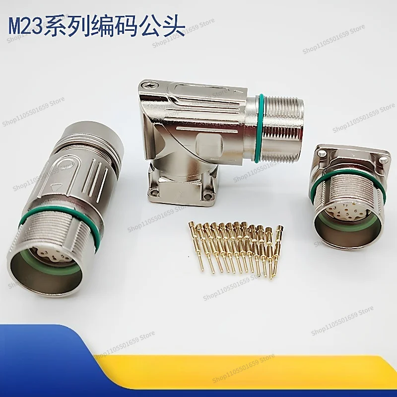 For M23 Plug 623 Connector Servo Signal Feedback Encoder Male 12 Pin 17 Pin External Thread Connector