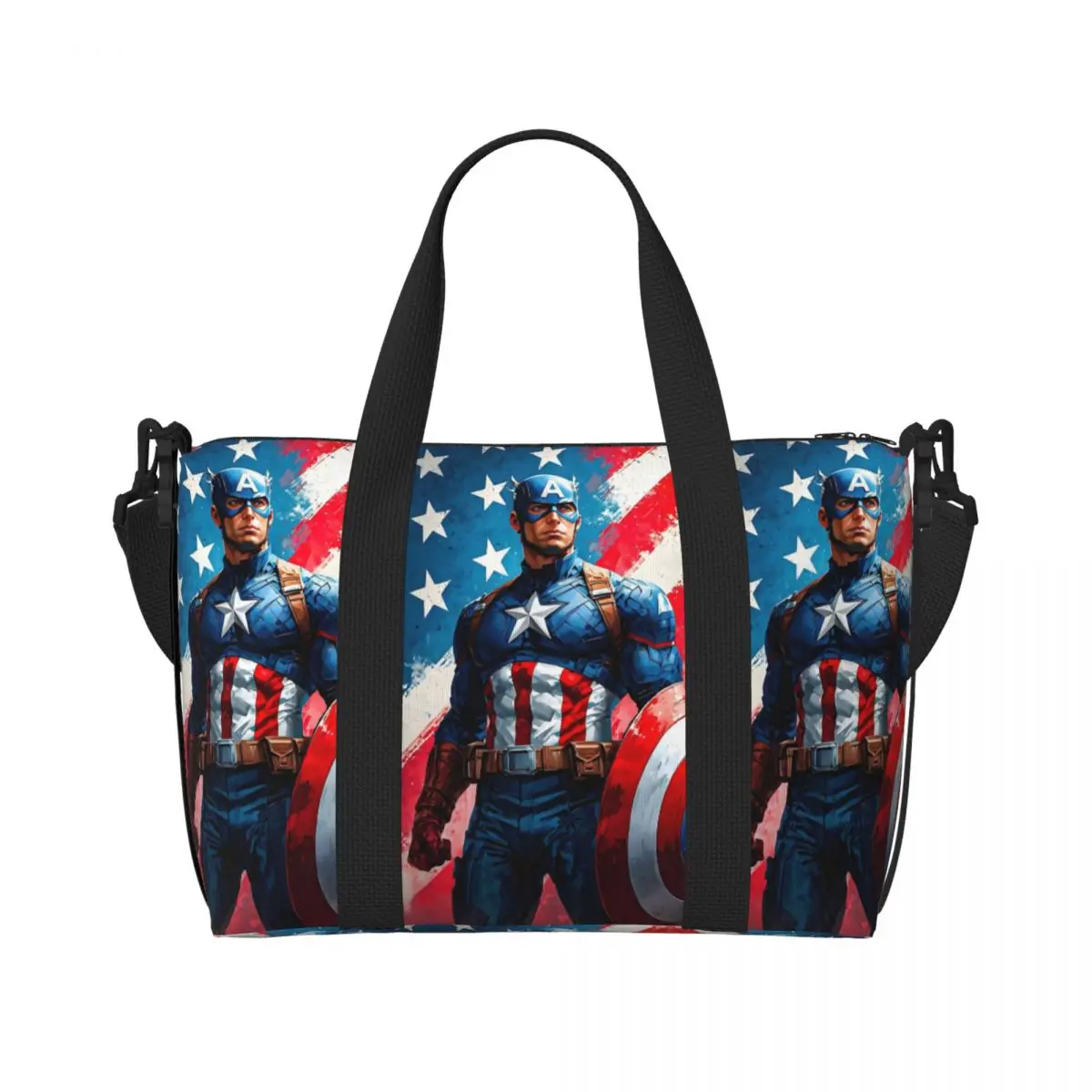 

Пляжная сумка-тоут с героями мультфильмов «Капитан Америка» на заказ для женщин, очень большие сумки для спортзала, крутые дорожные сумки для покупок с супергероем