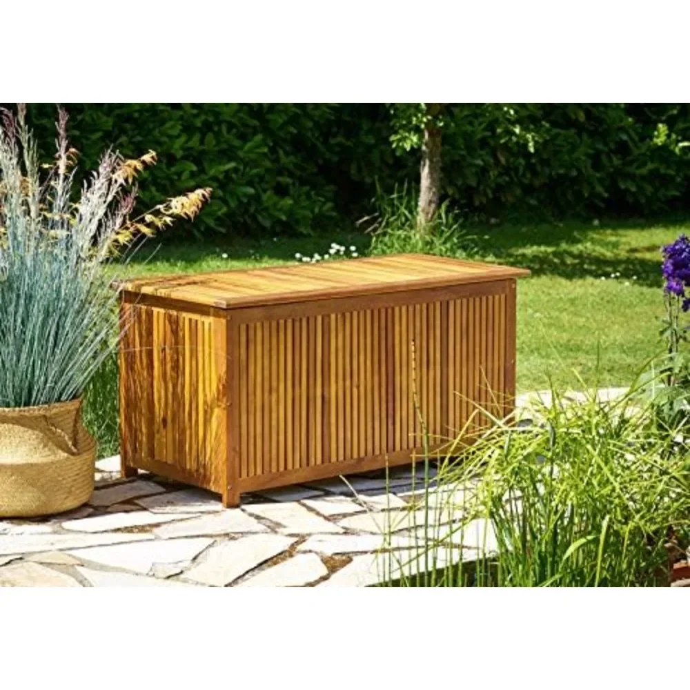 Outdoor Storage Box with 65 Gallon Capacity 24x36x24 inches - Outside Wooden Deck Box for Patio & Garden -Pool Cabinet, Wood