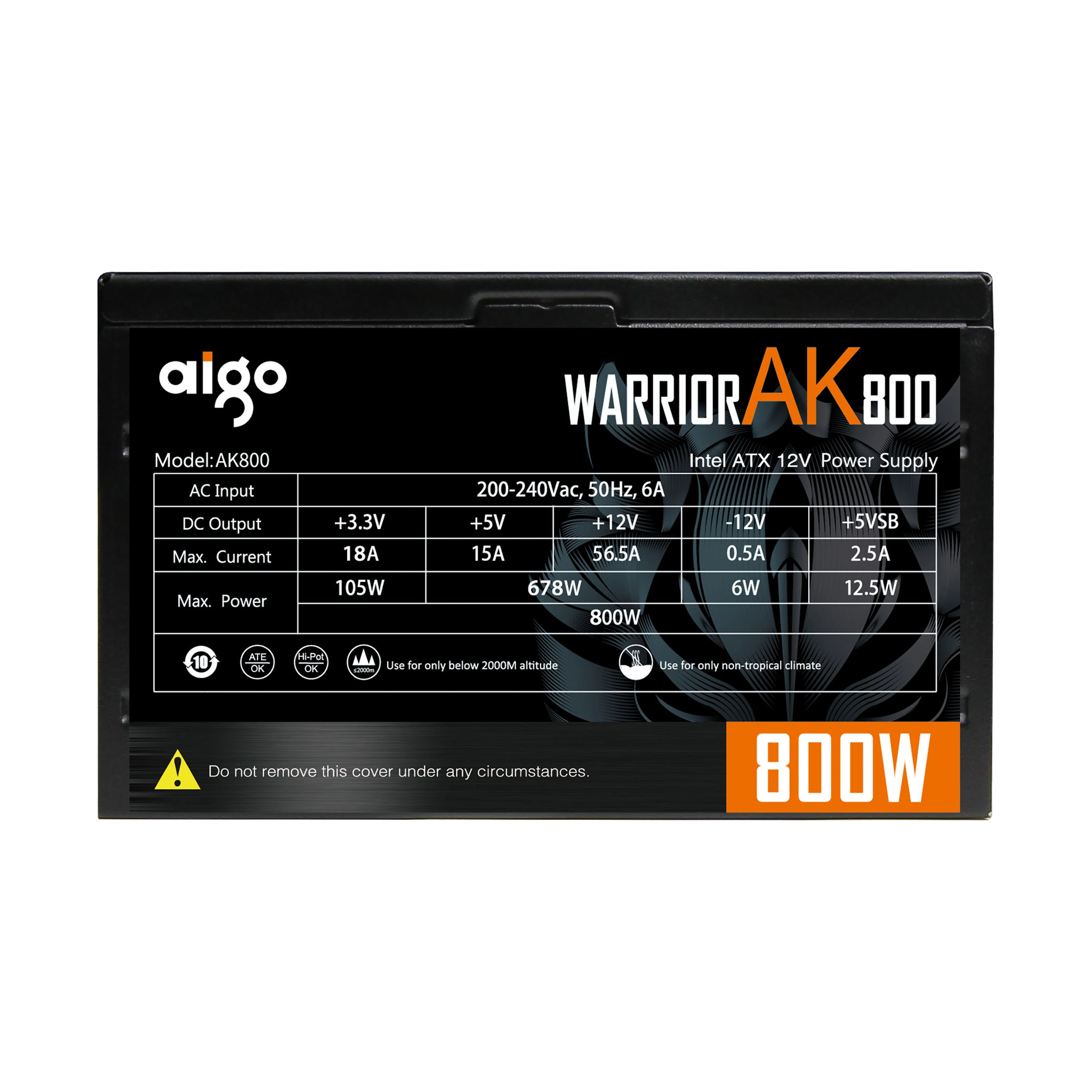 Aigo AK PC PSU Power Supply 800W Competitive Game Gamer RGB 120mm Fan 220V ATX Desktop Computer Power Supply For BTC Pc gamer