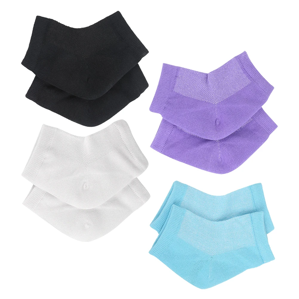 

4 Pairs Heel Socks Comfortable Protective Foot Covers Washable Breathable Anti Crack Women Gel Pad Dry Heel