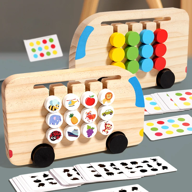 Montessori Wooden Color Matching Puzzles Logic Game Thinking Training Enlightenment Hand-eye Coordination Early Educational Toy