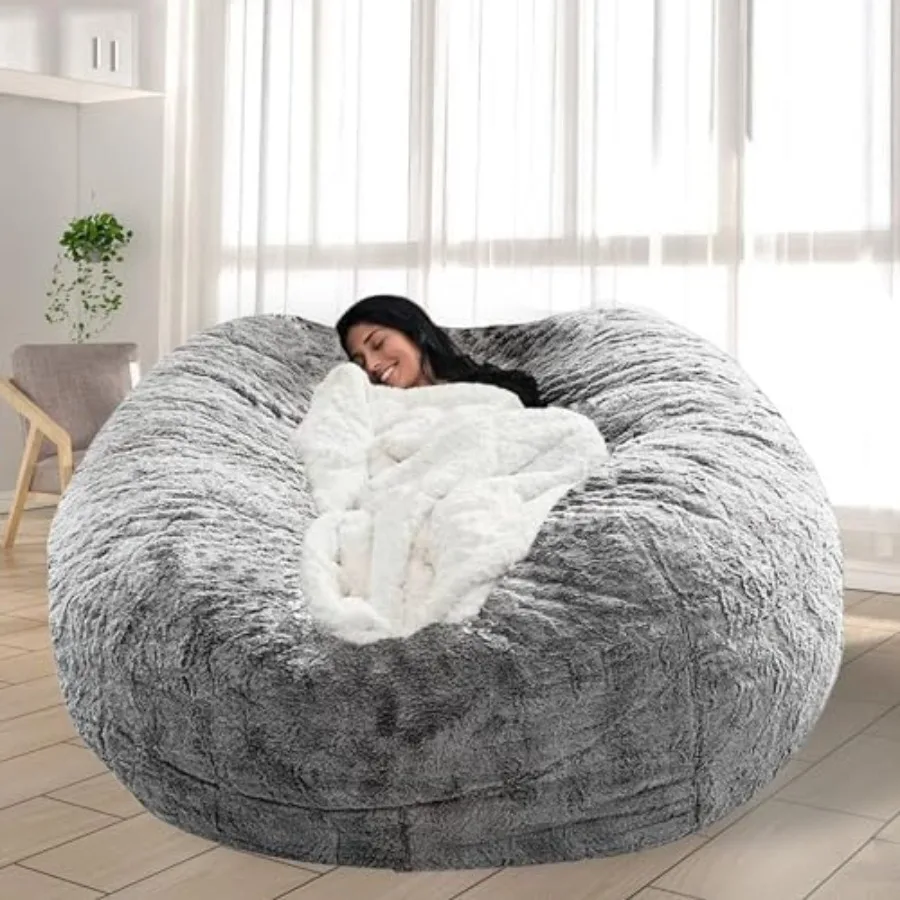 

Giant Bean Bag Chair for Adults No Filling Comfy Living Room Chair 5FT Grey Cover for Stuffed Animal Storage