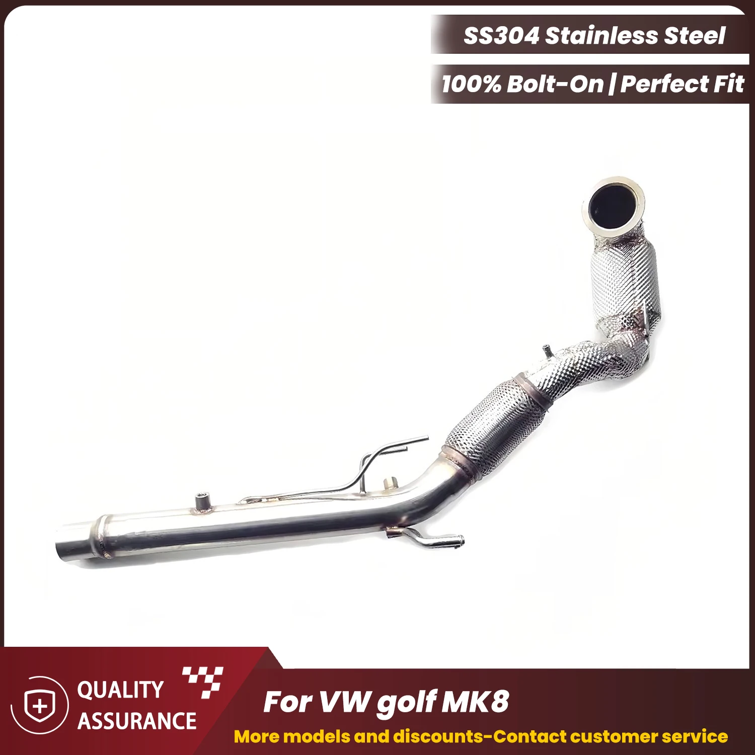

ECCF Sports Downpipe With Heat Shield For VW golf MK8 Aggressive Exhaust Sound High Flow Performance Upgrade