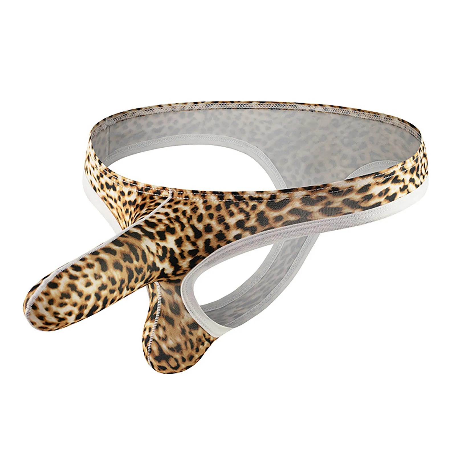 남성용 란제리 속옷 남성용 레오파드 팬티 섹시한 로우라이즈 통기성 좋은 끈 팬티 비키니 팬티 남성용