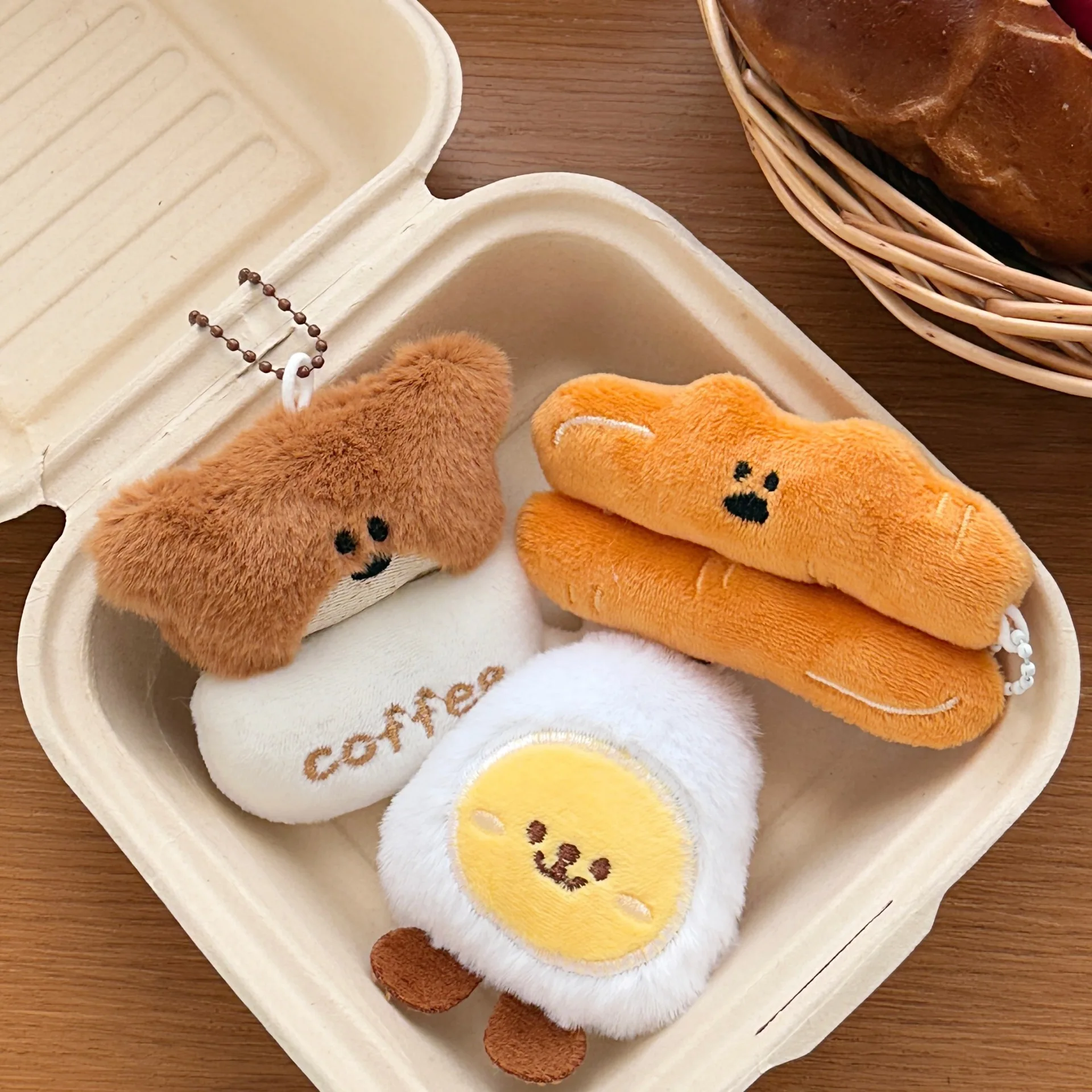 

1/8 Pcs Cute Breakfast Series Plush Small Pendant Backpack Keychain Versatile Pendant