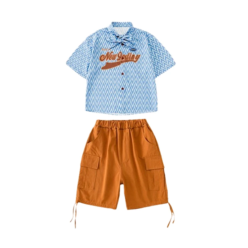 Children Fashion Abstract Pattern Set, Street Dance, Hip-Hop Fashion Show, Performance Costume, Kids Jazz Dance