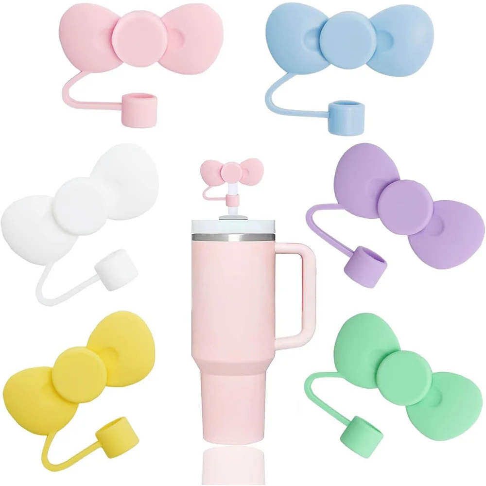 Lovely Bow straw covers cap Toppers For stanley 30&40 02 Tumbler CupReusable Cute silicone straw Tips Lids Protect Covers New