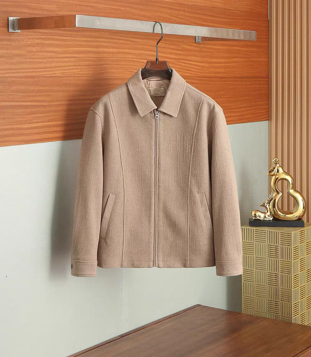 

Italian Sle Men's Camere Zipper Cardigan Casual Jaet Autumn Winter Busin Casual Coat Stand Fit Long Sve Pure C...