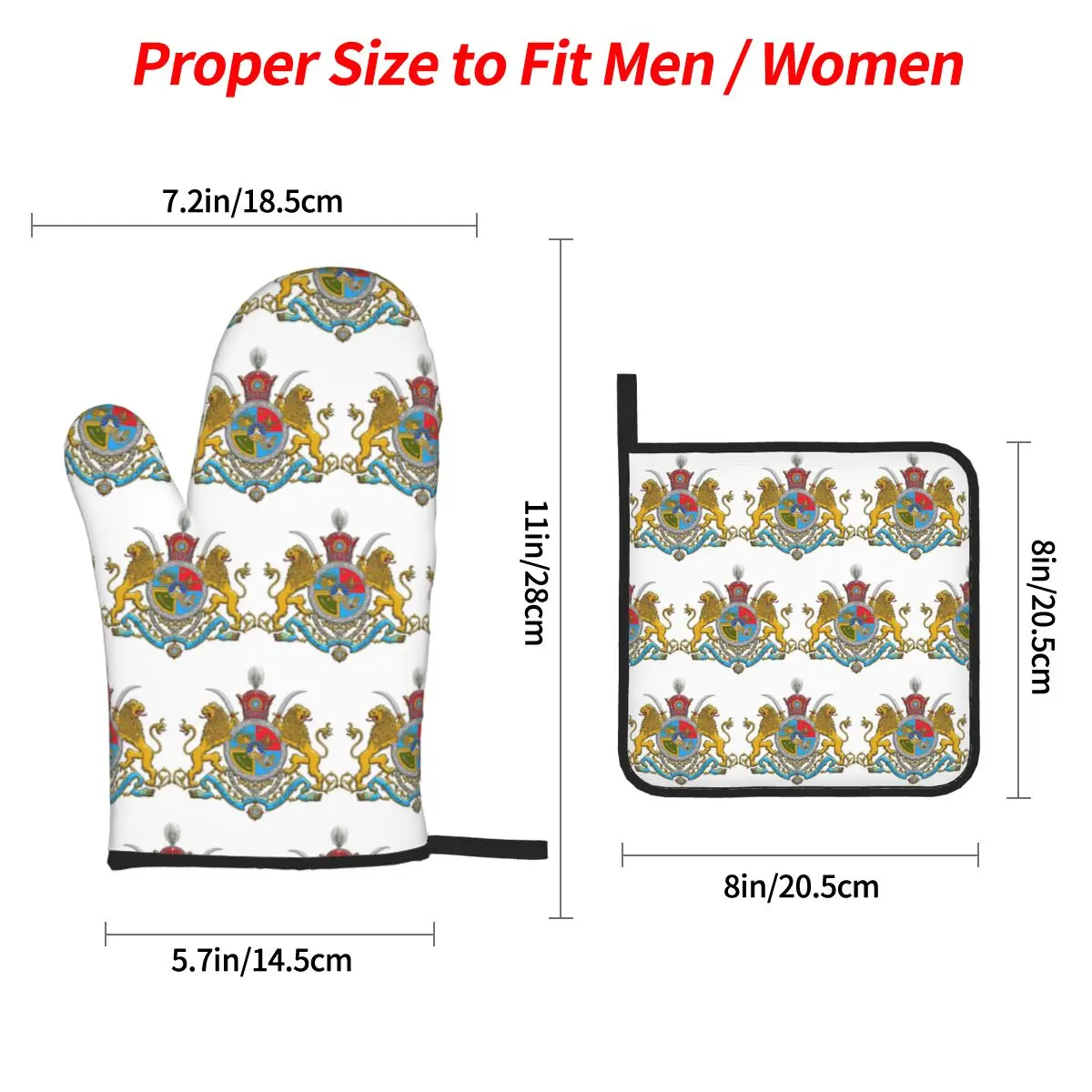 Iran Flag Emblem Persia Sun Lion Oven Mitts and Pot Holder Sets of 4 for Baking Cooking Grilling Resistant Non-Slip Gloves