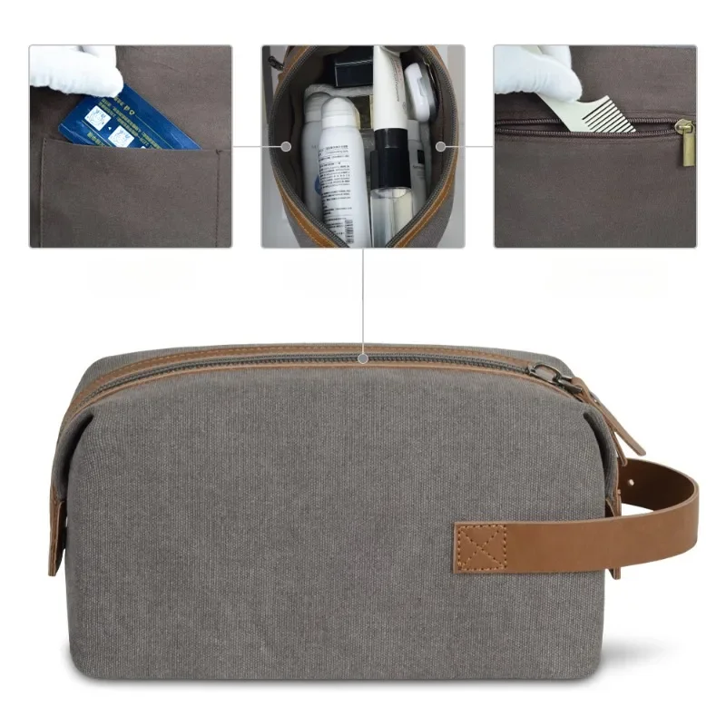 Canvas Simple Men Vintage Luxury Toiletry Bag Travel necessario Business Cosmetic Makeup Cases organizzatore di immagazzinaggio maschile Wash Bags