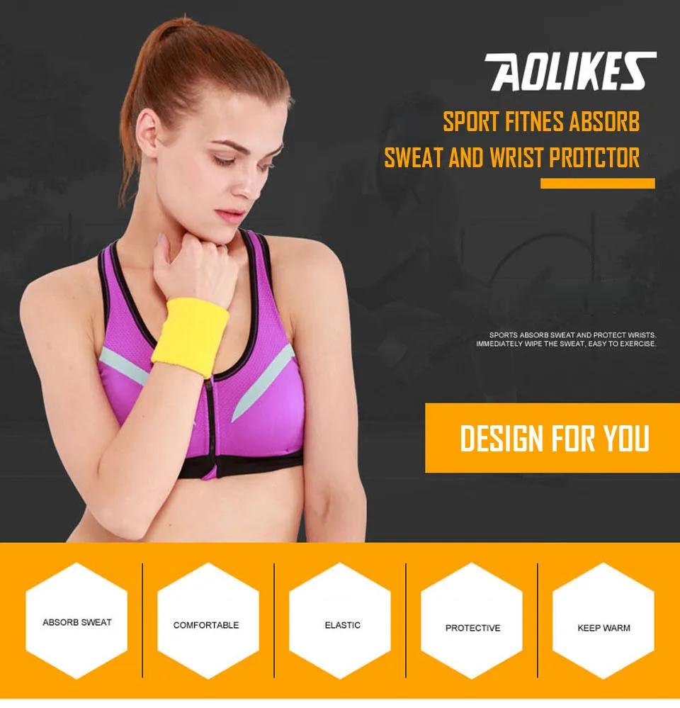AOLIKES 1 Paar Handtuch Sportarmbänder Tennis Schweißbänder Handgelenkschutz für Basketball Volleyball Padel Fitness Schweißbänder Wrap – Detail 3