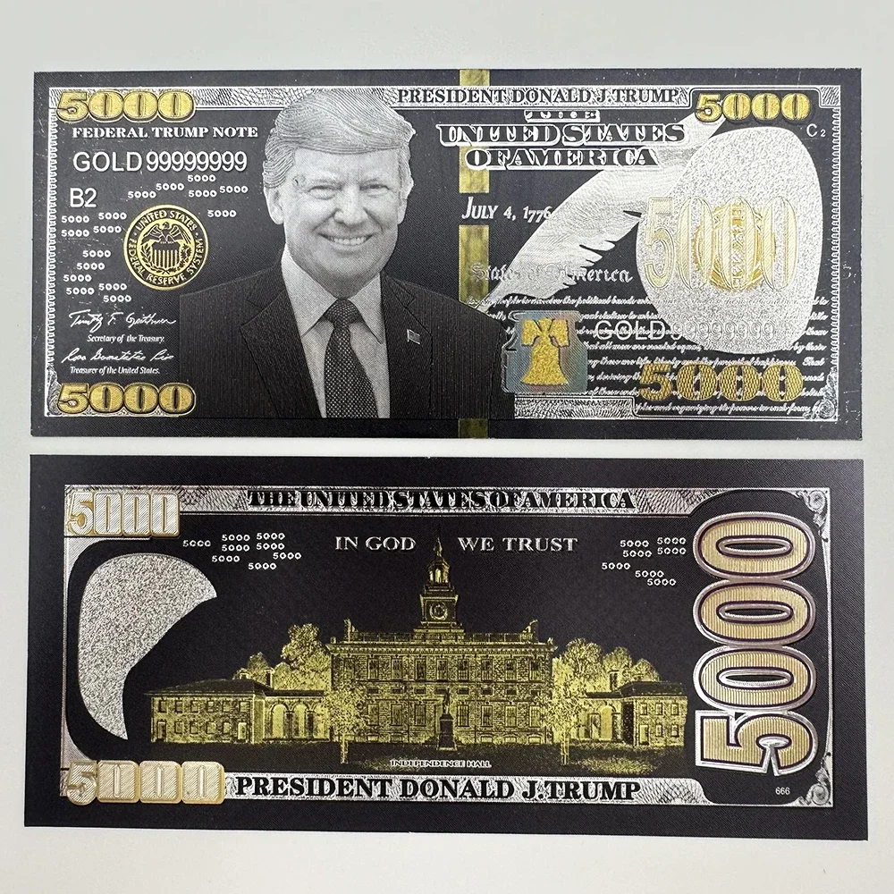 

10PCS Trump Black Gold Banknotes 5000 Dollars Bills 2024 US Presidential Candidate Notes Collectibles Decoration Souvenir