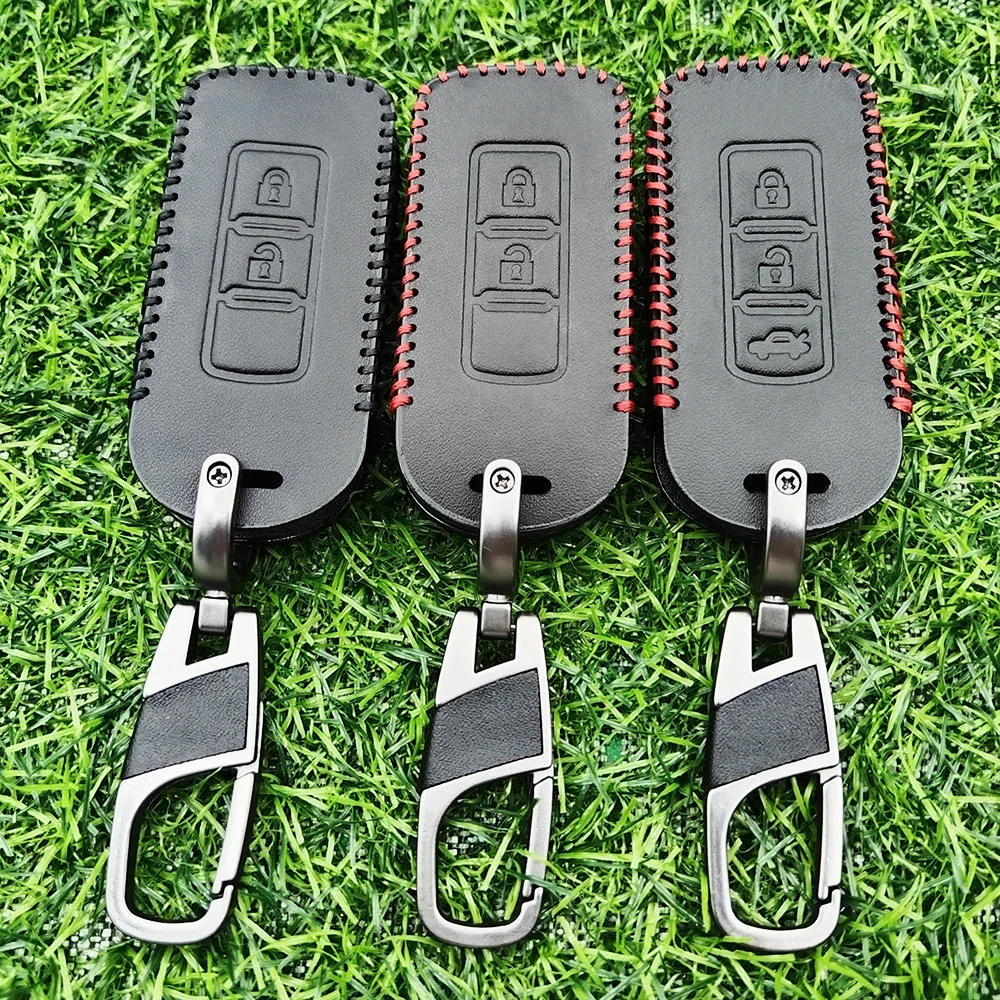 2/3 Buttons Remote Key Case For Mitsubishi L200 ASX Outlander Eclipse Cross Pajero Sport Lancer Leather key Fob Shell Cover