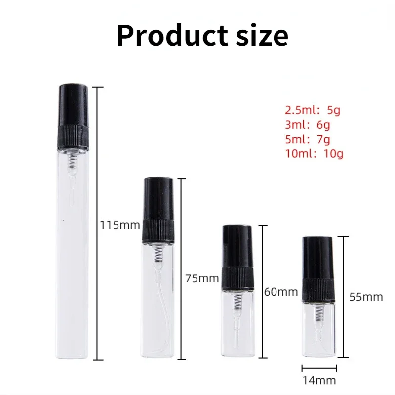 5 szt. 2ML 2.5ML 3ML 5ML 10ML przezroczystego butelka z rozpylaczem do wielokrotnego napełniania rozpylacza perfum drobno tkana pusty szklany mgły