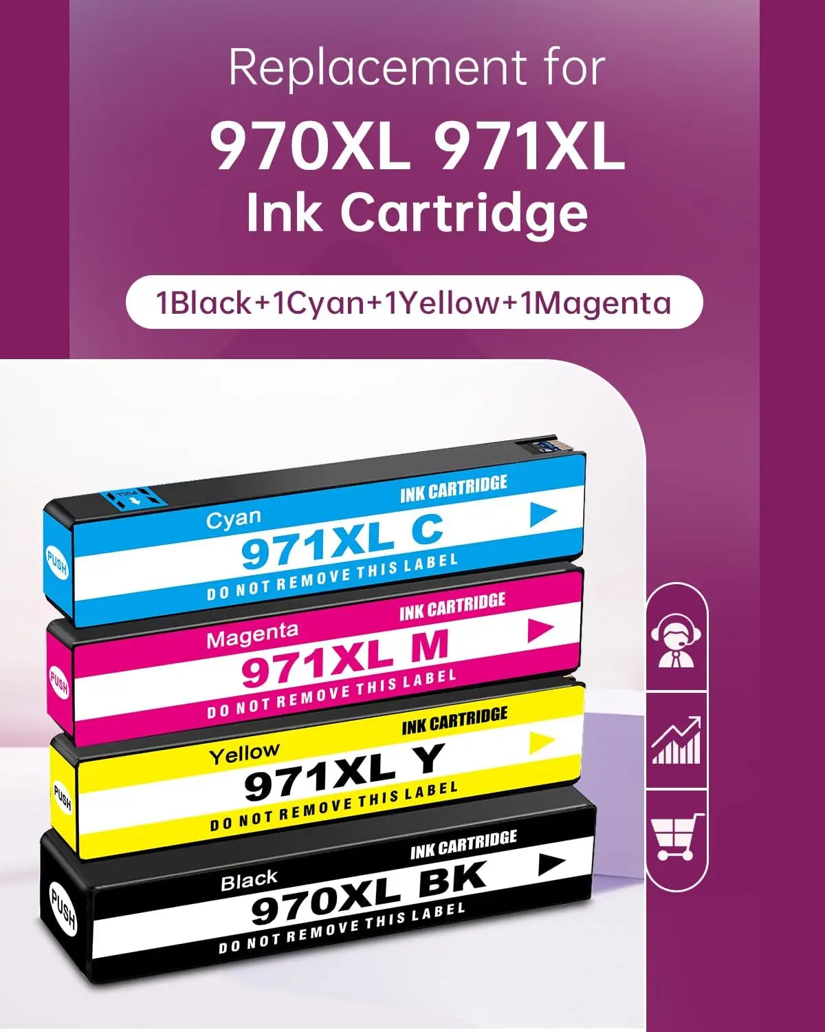 

970XL 971XL Ink Cartridge Combo Pack Replacement for 970 971 XL Cartridge for HP Officejet Pro X451dn X451dw X476dn MFP X476