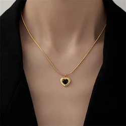 316L Stainless Steel New Fashion Waterproof Jewelry Set Retro Love Heart Shape Charm Chain Choker Necklaces Earrings For Women