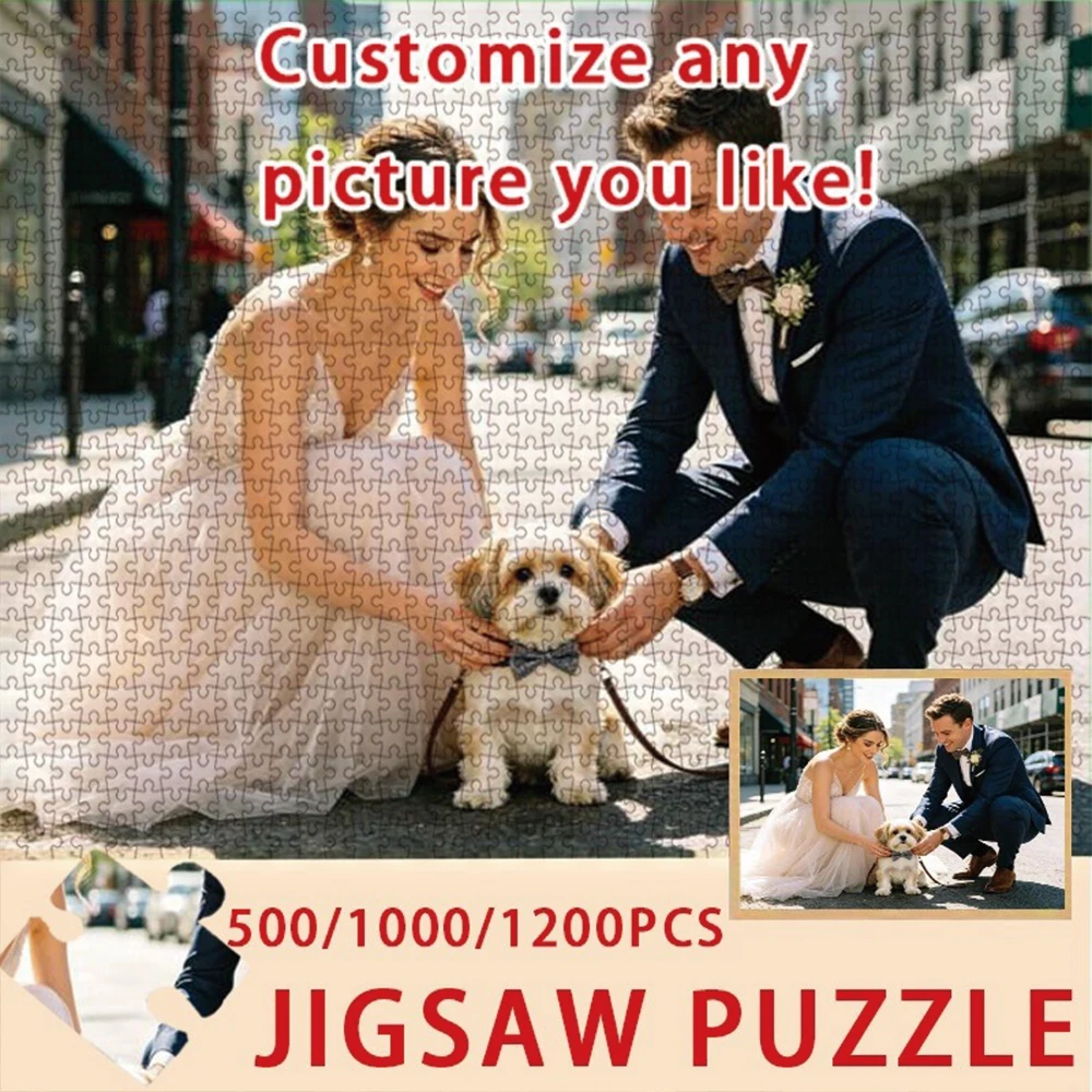 35/300/500/1069pcs Personalized Custom Photo Puzzle Pet Photos Personalized Jigsaw Puzzles DIY Wooden Puzzle Gifts for Her Him