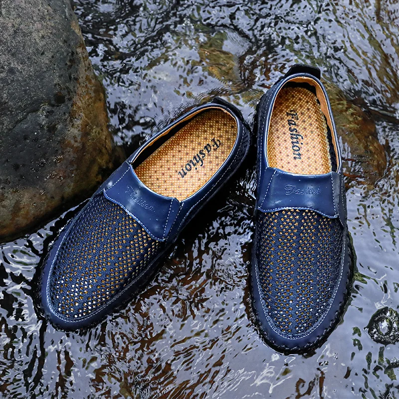 

Men Casual Shoes with Mesh Fabric Comfortable Breathable Wear-resistant Daily Loafers Sizes 38-50