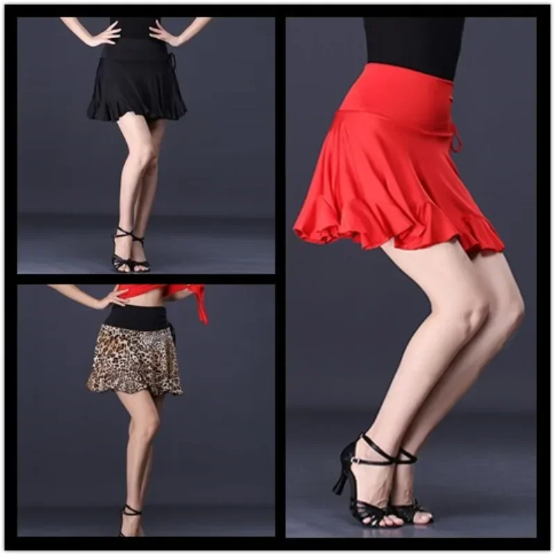 Short  Female Adult Dance Clothing Square Dance Shor tLatin Dance  New Practice Skirt Half Skirt Waist Scarless