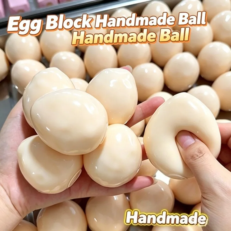 Crunchy Egg Squishy Toy Handmade Crispy Squeeze Fidget Toy Stress Relief Egg Block Ball Squeeze Sensory Toy for Adults Anxiety