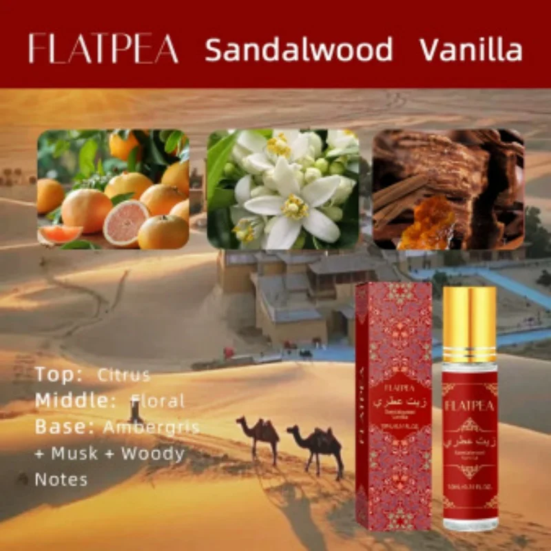 10ml Long-Lasting Arabian Perfume Rolling Ball Sandalwood Fragrance Luxury Eastern Cologne for Daily Date Showing Personal Charm