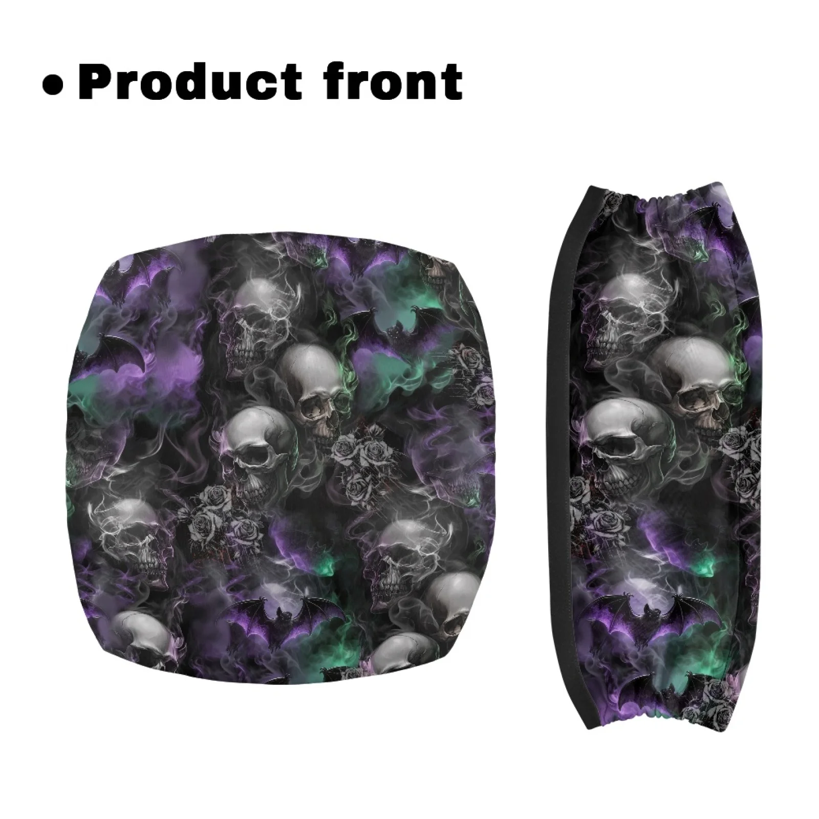 Coloranimal Skull Smoke Print Set of 2 Rollator Seat Cover Polyester Rollator Seat Back Cover for Senior Ladies