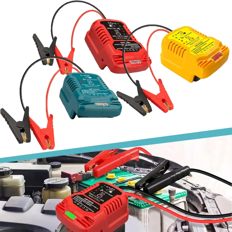 Per Makita/Dewalt/Milwaukee 18V batteria agli ioni di litio Jumper cavi adattatore caricatore accenditore per Auto 11AWG cavo Booster automatico di