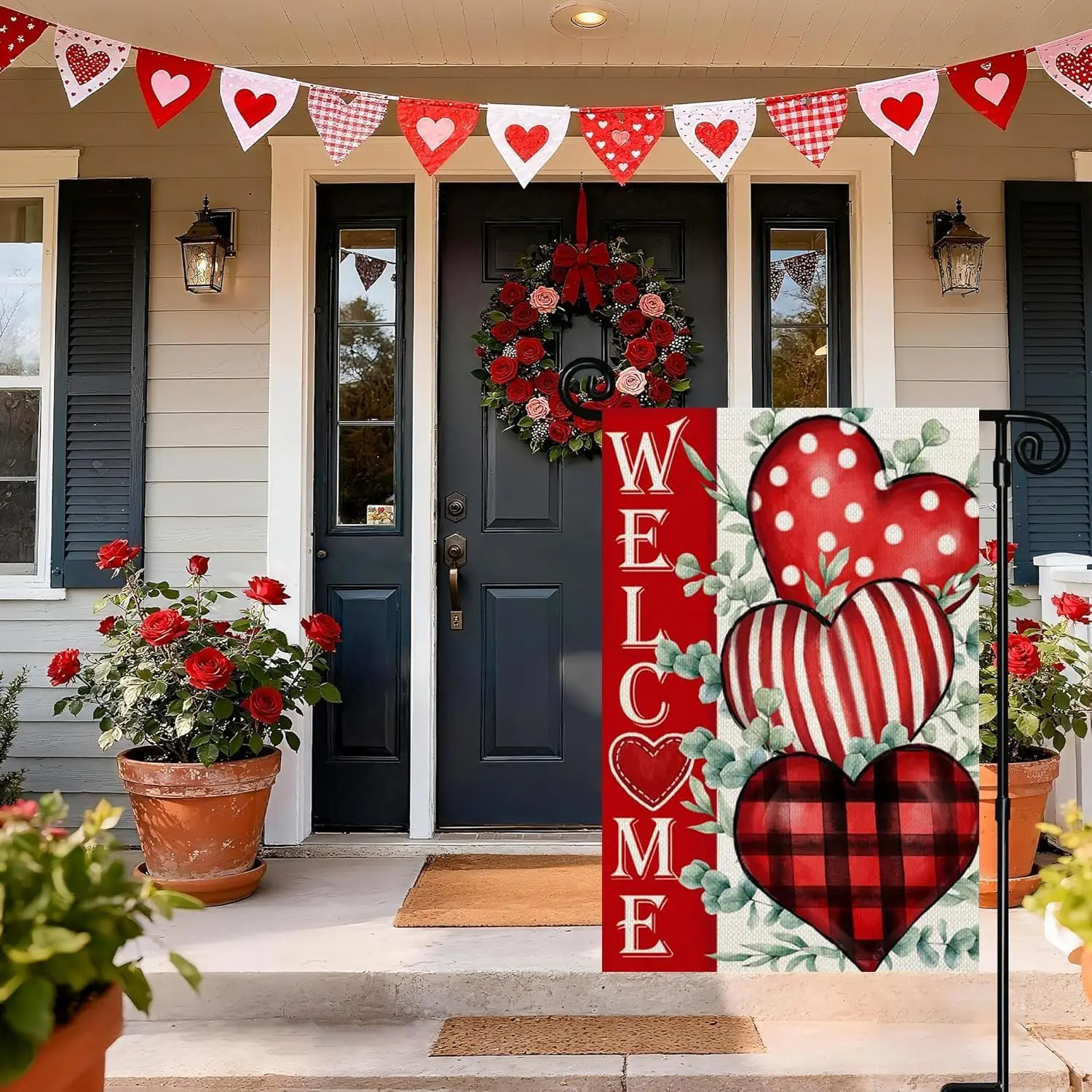 3Pack Valentines St Patricks Easter Garden Flags 12 x 18 inch Double Sided Outside Yard Flags, Seasonal Holiday Small Garden SSL